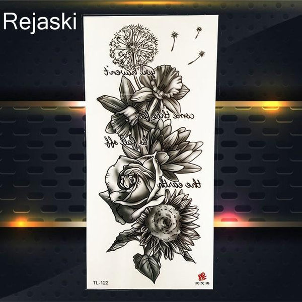 Purple Rose Jewelry Water Transfer Tattoo Stickers Women Body Chest Art Temporary Tattoo Girl Waist Bracelet Flash Tatoos Flower