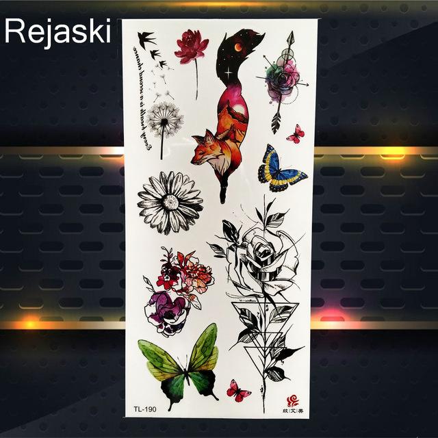 Purple Rose Jewelry Water Transfer Tattoo Stickers Women Body Chest Art Temporary Tattoo Girl Waist Bracelet Flash Tatoos Flower