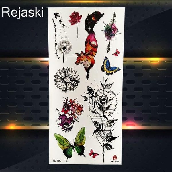 Purple Rose Jewelry Water Transfer Tattoo Stickers Women Body Chest Art Temporary Tattoo Girl Waist Bracelet Flash Tatoos Flower