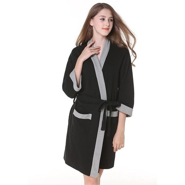 Men Casual Solid 2019 Spring Autumn New Robe Sleepwear Lovers Bathrobe Women Kimono Gown Loose Intimate Lingerie Robes
