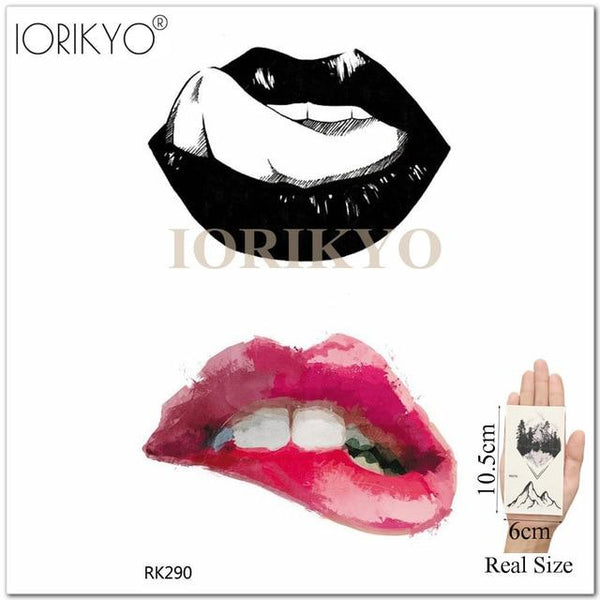 Adults Lips Old School Temporary Mouth Tattoo Women Arm Love DIY  Blakc Fake Tatoos Beauty Makeup Waterproof Girls Tattoo Decals