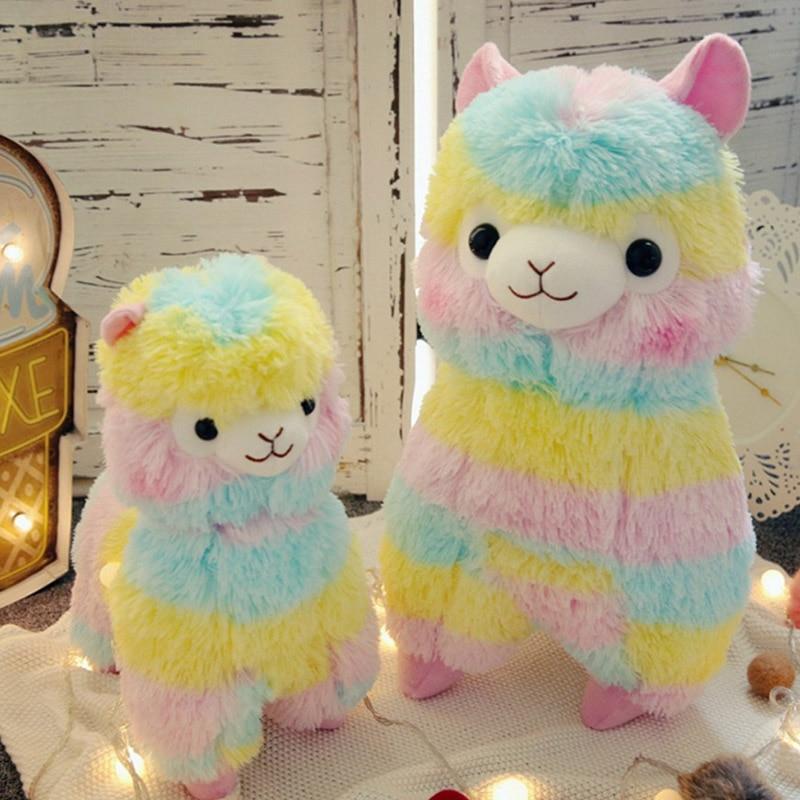 35cm/50cm Rainbow Alpaca Plush Toys Kawaii Stuffed Toys Japanese Plush Doll Toys Children Kids Gift