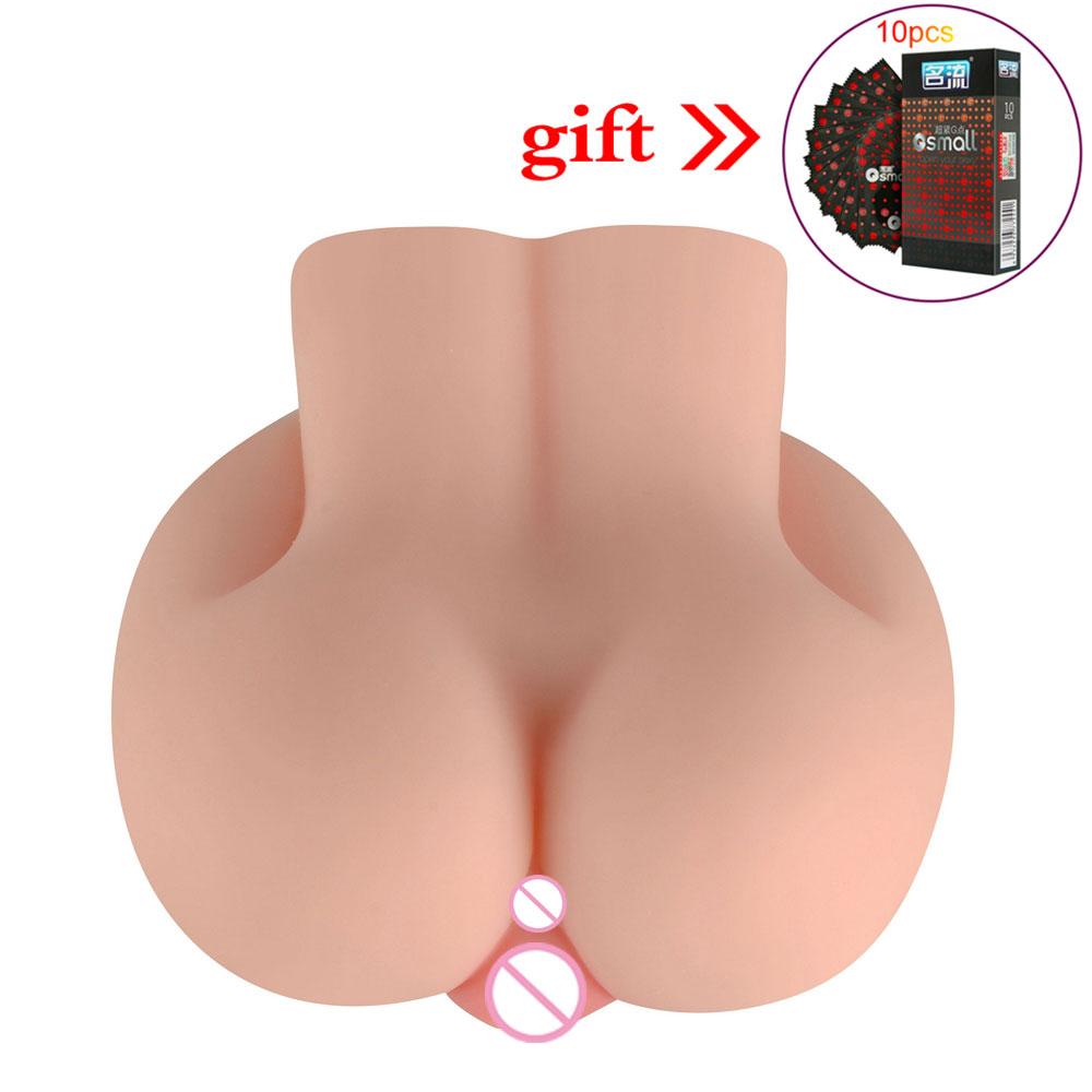 Big Ass Male Masturbator Cup Mini Entity Silicone Male Mold Double Hole Yin Adult Sex Toys Realistic Vagina Anal Doll Pussy