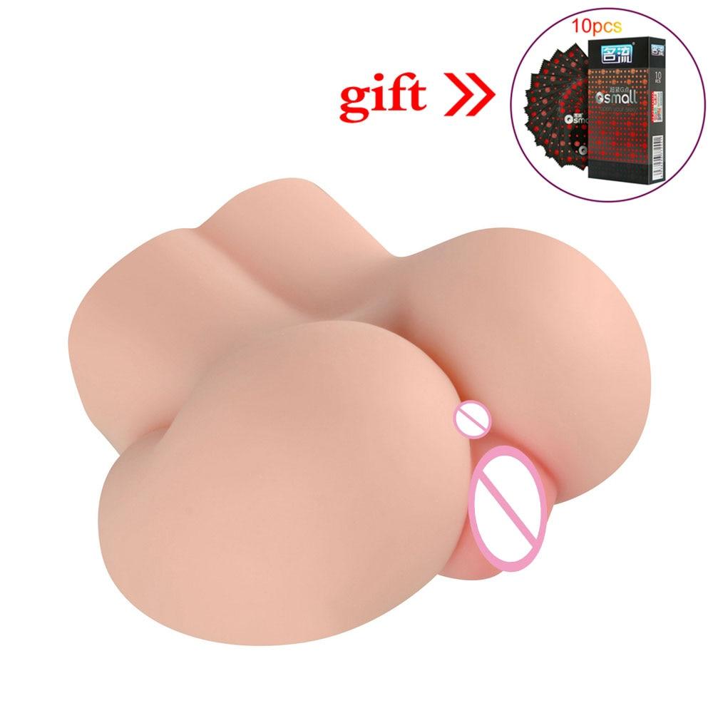 Big Ass Male Masturbator Cup Mini Entity Silicone Male Mold Double Hole Yin Adult Sex Toys Realistic Vagina Anal Doll Pussy