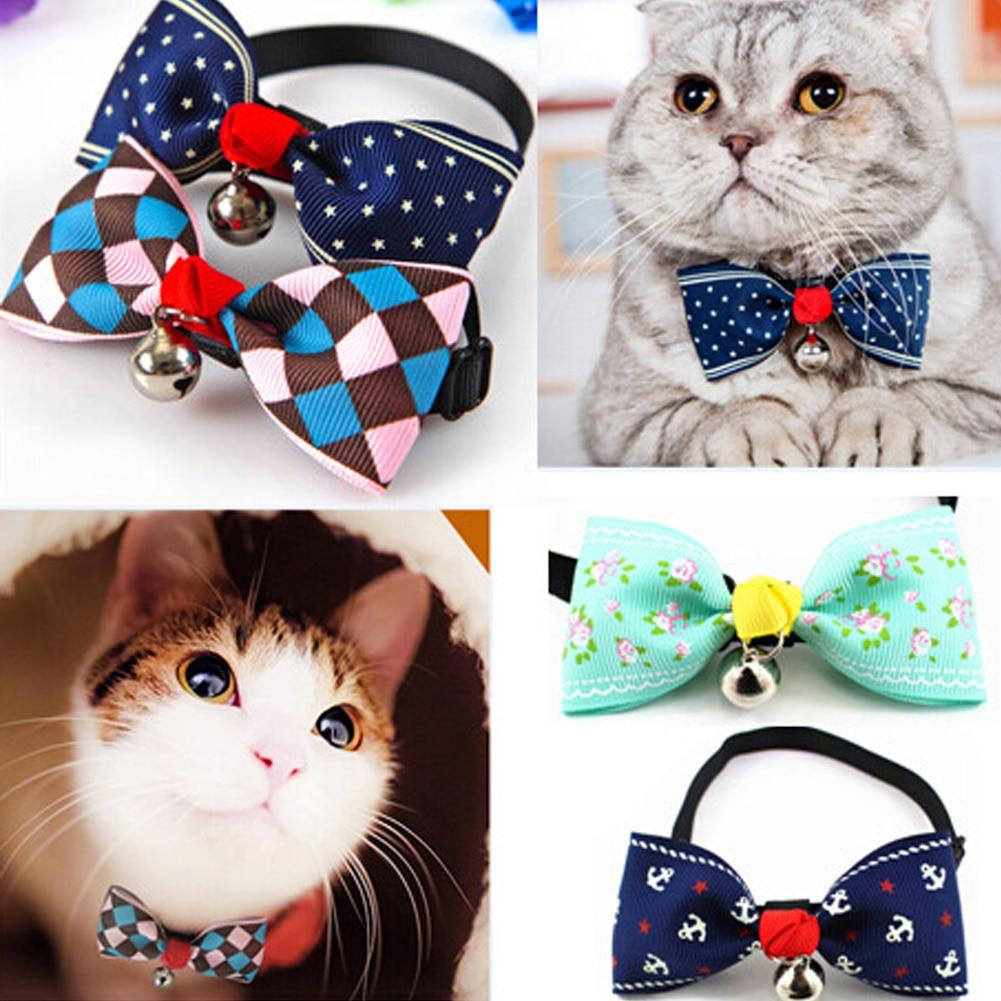 New Adjustable Dog Cat Puppy Cute  Leopard Print Bow Tie Necktie necklace Bowknot Pet Supplies With Bells