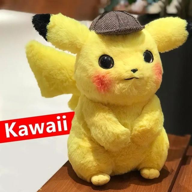 High quality Pikachu Detective Stuffed Toys Japan Anime Game Dolls toys for Boy Cherry blossom head Lady Pikachu Shout Pikachu