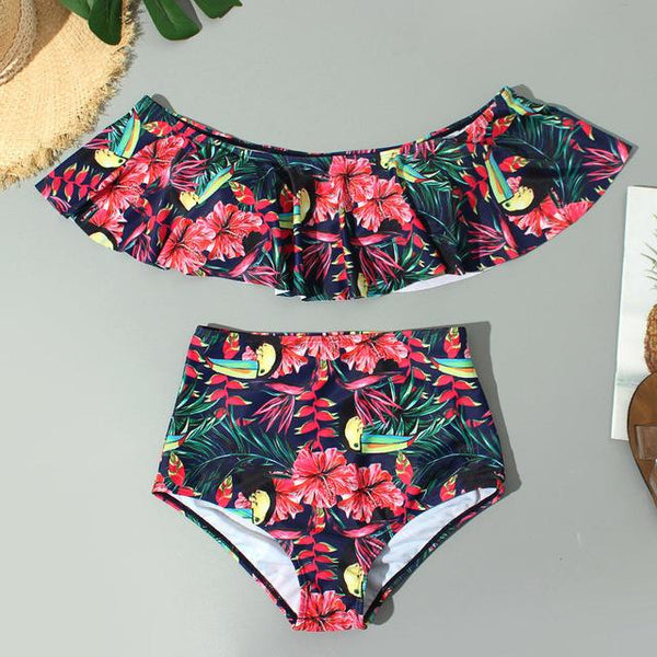 Zrtak Flower Ruffle Bikini 2019 High Waist Swimsuit Female Print Deep V Neck Swimwear Bathing Suit Women Biquini Mujer Bikinis