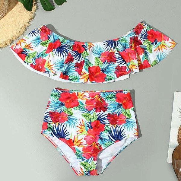 Zrtak Flower Ruffle Bikini 2019 High Waist Swimsuit Female Print Deep V Neck Swimwear Bathing Suit Women Biquini Mujer Bikinis
