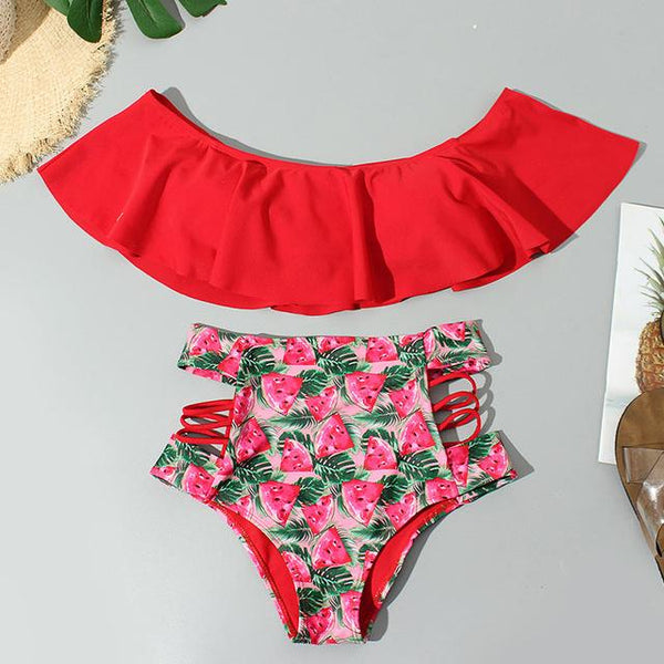 Zrtak Flower Ruffle Bikini 2019 High Waist Swimsuit Female Print Deep V Neck Swimwear Bathing Suit Women Biquini Mujer Bikinis