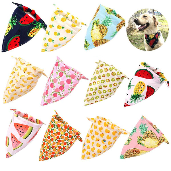 1 Pcs Dog Bandana Fruit Print Pet Dog Scarf Adjustable Size Dog Cat Bow Tie Pet Grooming Accessories Personalized Dog Bandana