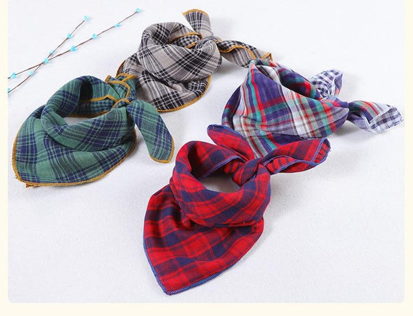 1 Pcs New Dog Bandana Cotton Linen Plaid Pet Bandana Scarf  Bow Ties Collar Square Cat Samll Middle Large Dog Grooming Products