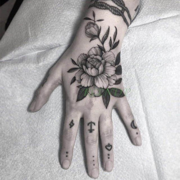 Waterproof Temporary Tattoo Sticker Rose Flower Fake Tatto Personality Flash Tatoo Hand Arm Foot Back Tato for Girl Women Men