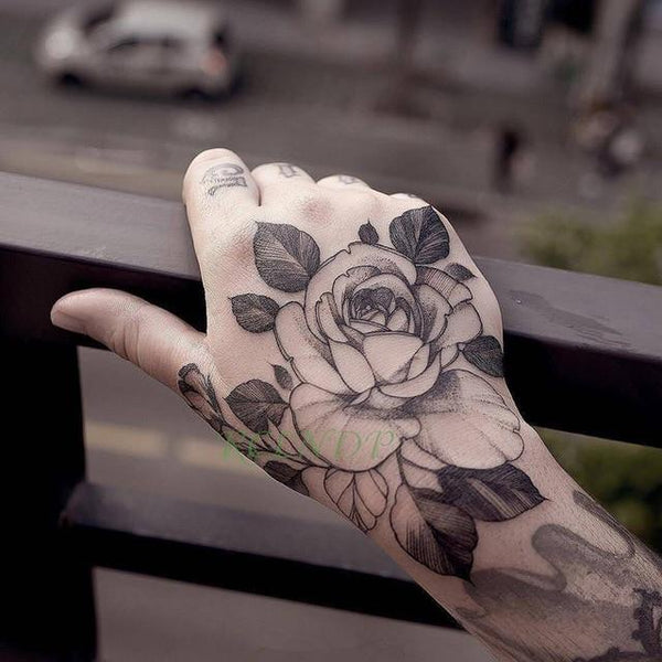 Waterproof Temporary Tattoo Sticker Rose Flower Fake Tatto Personality Flash Tatoo Hand Arm Foot Back Tato for Girl Women Men