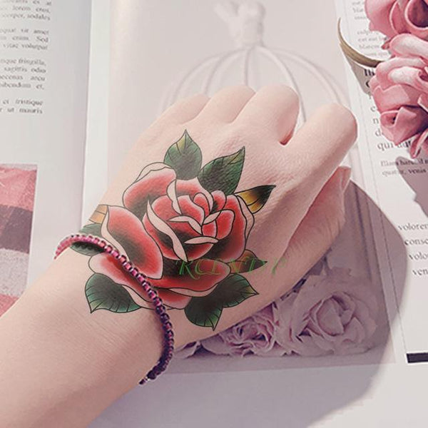 Waterproof Temporary Tattoo Sticker Rose Flower Fake Tatto Personality Flash Tatoo Hand Arm Foot Back Tato for Girl Women Men