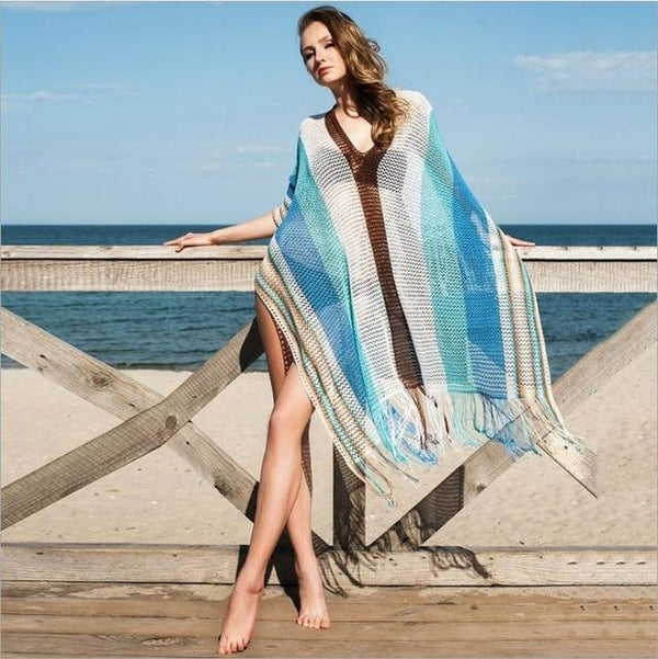 Sexy Beachwear Cover Up Bikini Women Crochet Swimsuit Cover-up Bathing Suit Beach Wear Knitting Swimwear Mesh Beach Dress Tunic