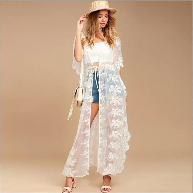 Sexy Beachwear Cover Up Bikini Women Crochet Swimsuit Cover-up Bathing Suit Beach Wear Knitting Swimwear Mesh Beach Dress Tunic