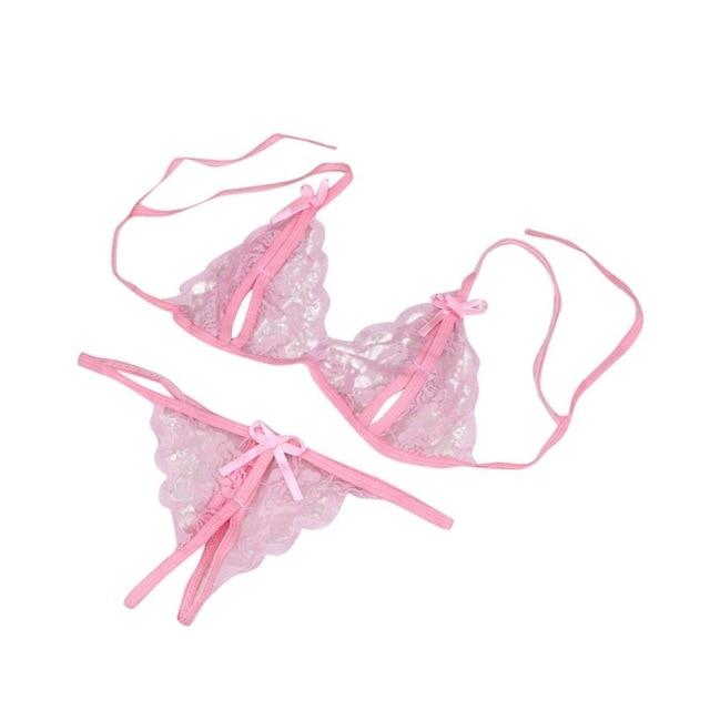 Plus Size Women's Sexy Lingerie Pajamas Hot Erotic Lingerie Transparent Crotchless Lace Sexy Underwear Bra Pants Exotic Apparel