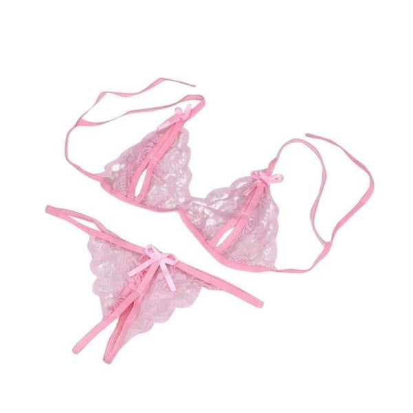 Plus Size Women's Sexy Lingerie Pajamas Hot Erotic Lingerie Transparent Crotchless Lace Sexy Underwear Bra Pants Exotic Apparel