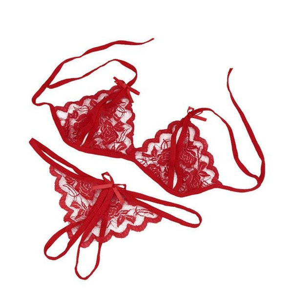 Plus Size Women's Sexy Lingerie Pajamas Hot Erotic Lingerie Transparent Crotchless Lace Sexy Underwear Bra Pants Exotic Apparel