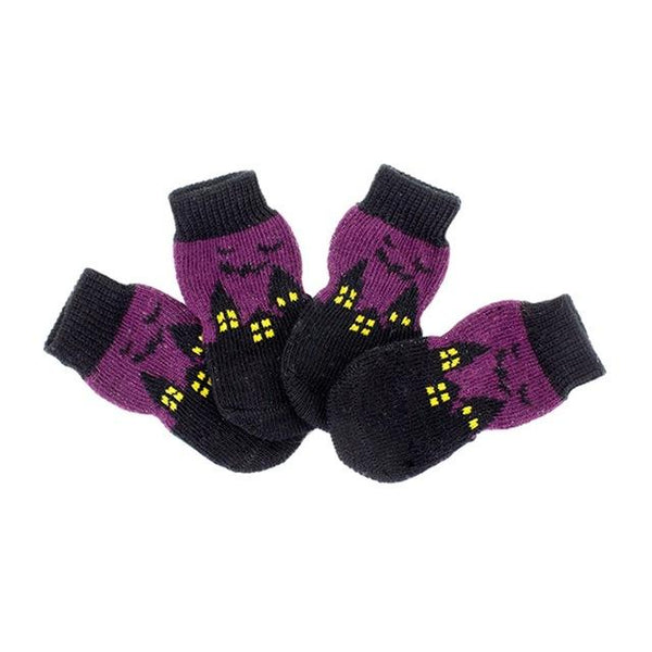Halloween Pet Waterproof Pumpkin Socks Anti-slip Sole Paw Protectors, Small Medium Dog Dirty-proof Feet Cover Calcetines Perro