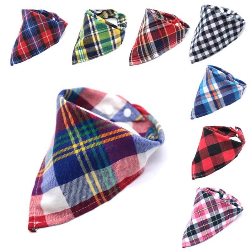 New Hot Sale Dog Bandana Scarf Pet Dog Cat  Tie Cotton Plaid  Washable Pet Scarf Dog Accessories