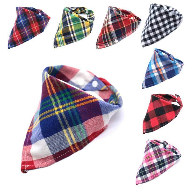 New Hot Sale Dog Bandana Scarf Pet Dog Cat  Tie Cotton Plaid  Washable Pet Scarf Dog Accessories