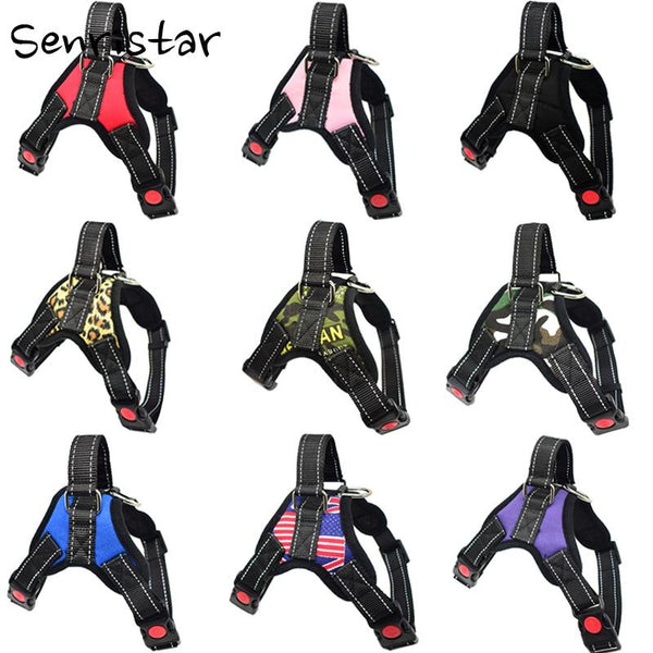 Reflective Adjustable Pet Dog Harness For Small Medium Large Dog Safe Training Walking Pitbull Dog Hand Strap Chest Harness Vest