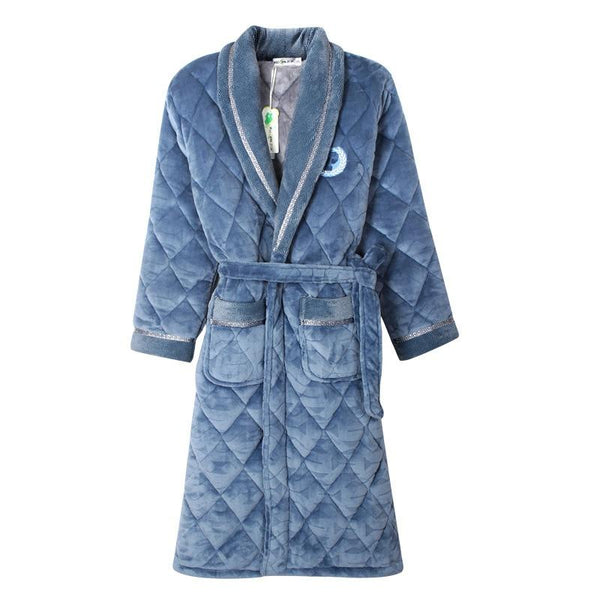 Mens Bath Robe Velvet+Cotton Padded Men Thick Plus Size Winter Kimono Homme Peignoir Bathrobe Warm Robes Pajamas Male's Bathrobe