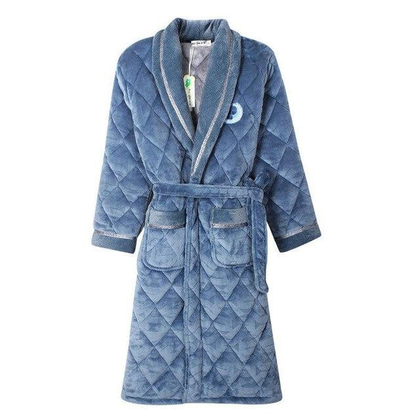Mens Bath Robe Velvet+Cotton Padded Men Thick Plus Size Winter Kimono Homme Peignoir Bathrobe Warm Robes Pajamas Male's Bathrobe