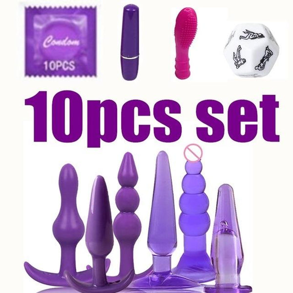 2019 New Combination BDSM Silicone Anus Plug Bead Jelly Toy Skin Feel Dildo Adult Sex Toys Male16pcs set Sex Products Butt Plugs