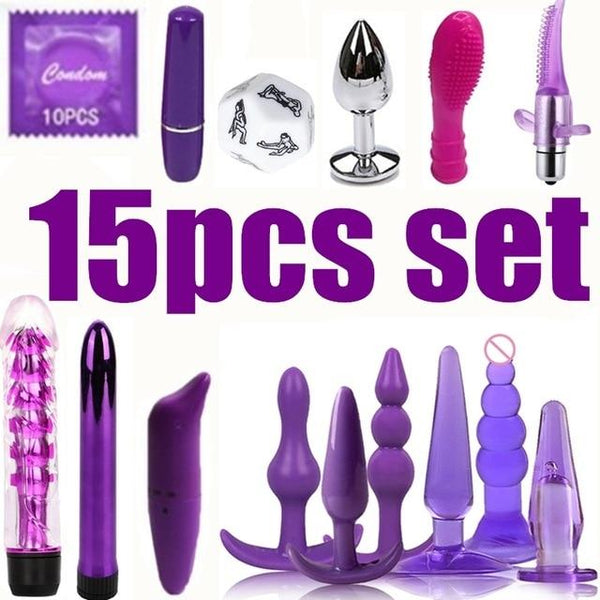 2019 New Combination BDSM Silicone Anus Plug Bead Jelly Toy Skin Feel Dildo Adult Sex Toys Male16pcs set Sex Products Butt Plugs