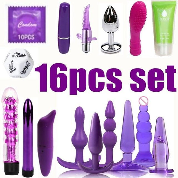 2019 New Combination BDSM Silicone Anus Plug Bead Jelly Toy Skin Feel Dildo Adult Sex Toys Male16pcs set Sex Products Butt Plugs