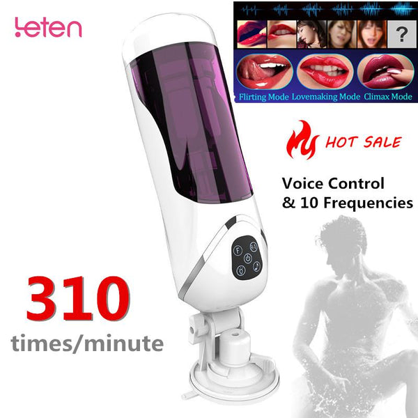 Rotation Telescopic Male Masturbator intelligent voice aircraft cup automatic 10 frequency Vibrator vagina real pussy sex toy