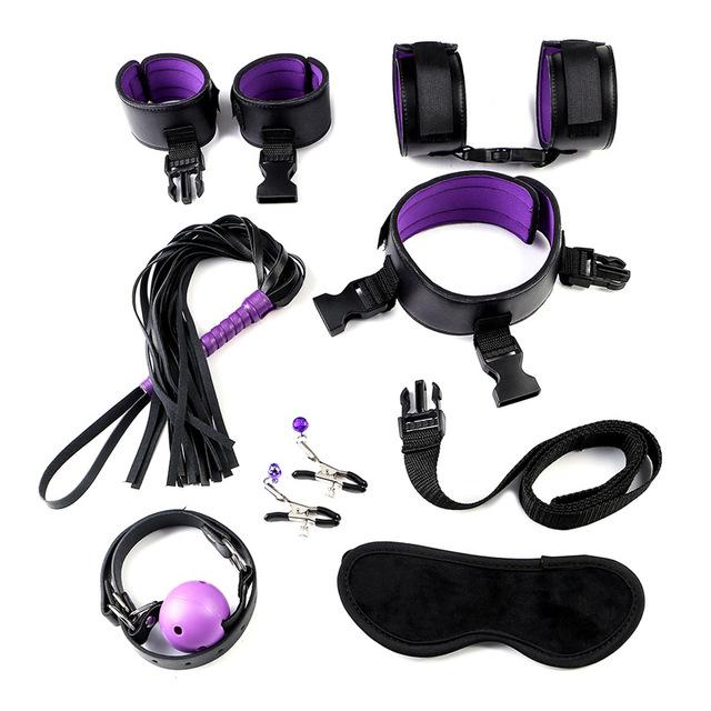 Dildo Vibrator Anal Plug Set Handcuffs Whip Nipples Clip Blindfold Breast Pump BDSM Games Adult Sex Toys Kit For Couples