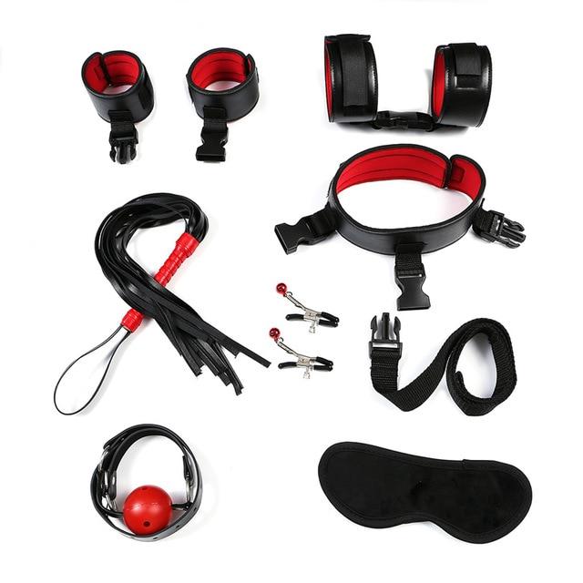 Dildo Vibrator Anal Plug Set Handcuffs Whip Nipples Clip Blindfold Breast Pump BDSM Games Adult Sex Toys Kit For Couples