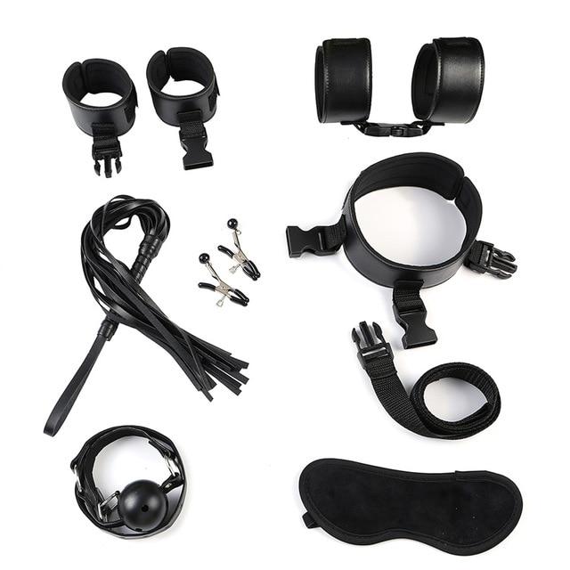 Dildo Vibrator Anal Plug Set Handcuffs Whip Nipples Clip Blindfold Breast Pump BDSM Games Adult Sex Toys Kit For Couples