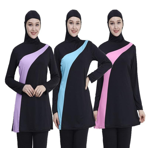 2019 Long Sleeve muslim swimsuit plus size swimwear women muslim swimwear Nylon Burkini Swimming maillot de bain femme musulmane