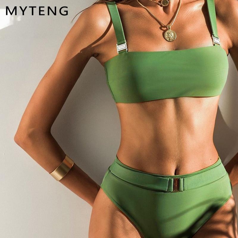 2019 Swimwear Women Swimsuit Sexy Bikini Set Solid high waist Bathing Suit Brazilian Beachwear Push Up Maillot De Bain Femme