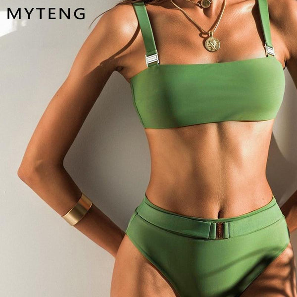 2019 Swimwear Women Swimsuit Sexy Bikini Set Solid high waist Bathing Suit Brazilian Beachwear Push Up Maillot De Bain Femme