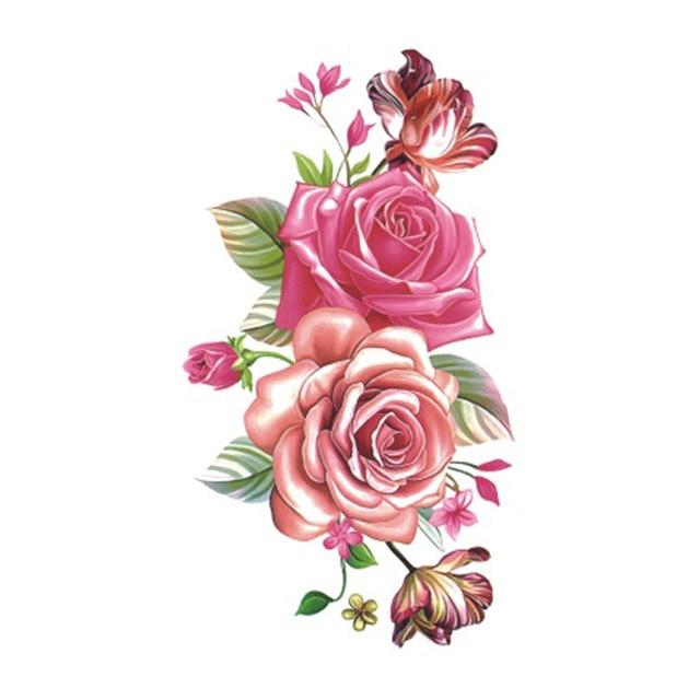 Wyuen Flower Rose Waterproof Temporary Tattoo Sticker for Adults Kids Body Art Women New Design Water Transfer Fake Tatoo P-108