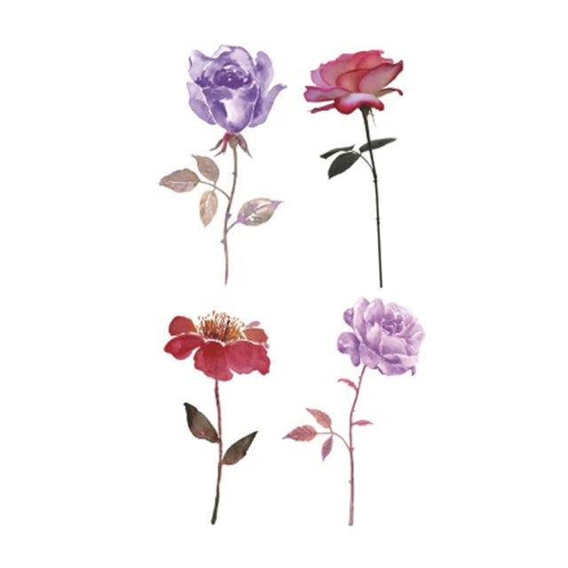 Wyuen Flower Rose Waterproof Temporary Tattoo Sticker for Adults Kids Body Art Women New Design Water Transfer Fake Tatoo P-108