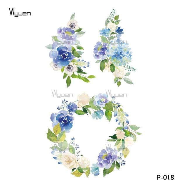 Wyuen Flower Rose Waterproof Temporary Tattoo Sticker for Adults Kids Body Art Women New Design Water Transfer Fake Tatoo P-108