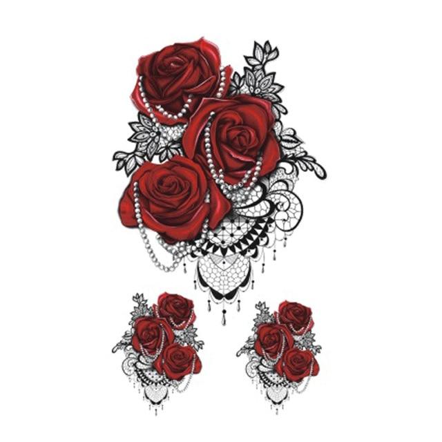 Wyuen Flower Rose Waterproof Temporary Tattoo Sticker for Adults Kids Body Art Women New Design Water Transfer Fake Tatoo P-108