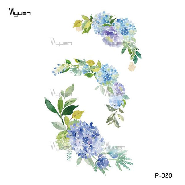 Wyuen Flower Rose Waterproof Temporary Tattoo Sticker for Adults Kids Body Art Women New Design Water Transfer Fake Tatoo P-108