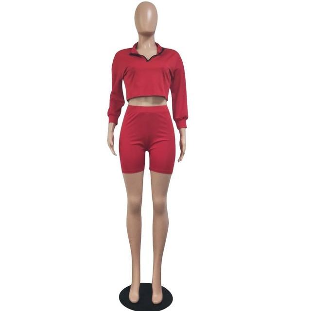 HAOYUAN Sexy 2 Piece Set Women Clothes Top+Biker Shorts Sweat Suits Summer Club Outfits Two Piece Matching Sets Casual Tracksuit