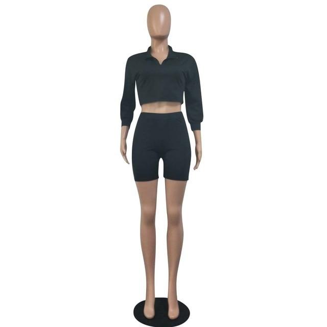 HAOYUAN Sexy 2 Piece Set Women Clothes Top+Biker Shorts Sweat Suits Summer Club Outfits Two Piece Matching Sets Casual Tracksuit