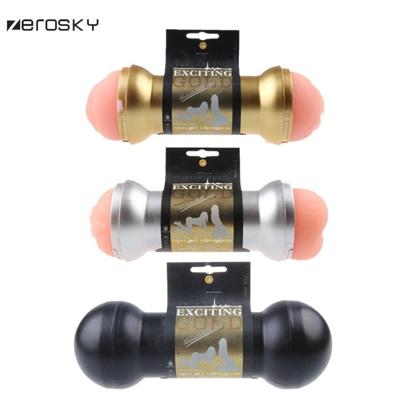 anus anal/oral/vagina Sex Vagina Pussy Dumbbell Dual Ends Soft Masturbator Cup for Man Erotic Sex Products Adult Sex Toy Zerosky