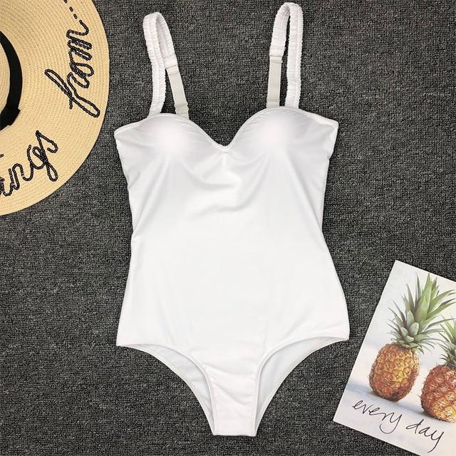 Push up bodysuit Sexy white bikinis 2019 mujer Retro swimsuit one piece Padded swimwear women monokini Summer bathing suit