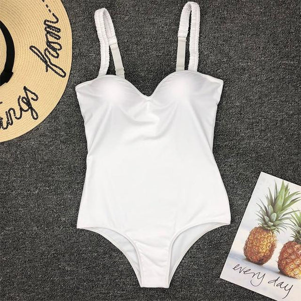 Push up bodysuit Sexy white bikinis 2019 mujer Retro swimsuit one piece Padded swimwear women monokini Summer bathing suit