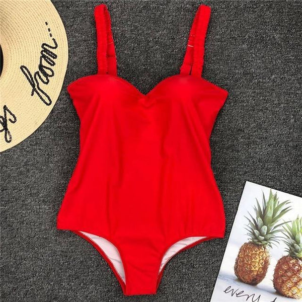 Push up bodysuit Sexy white bikinis 2019 mujer Retro swimsuit one piece Padded swimwear women monokini Summer bathing suit